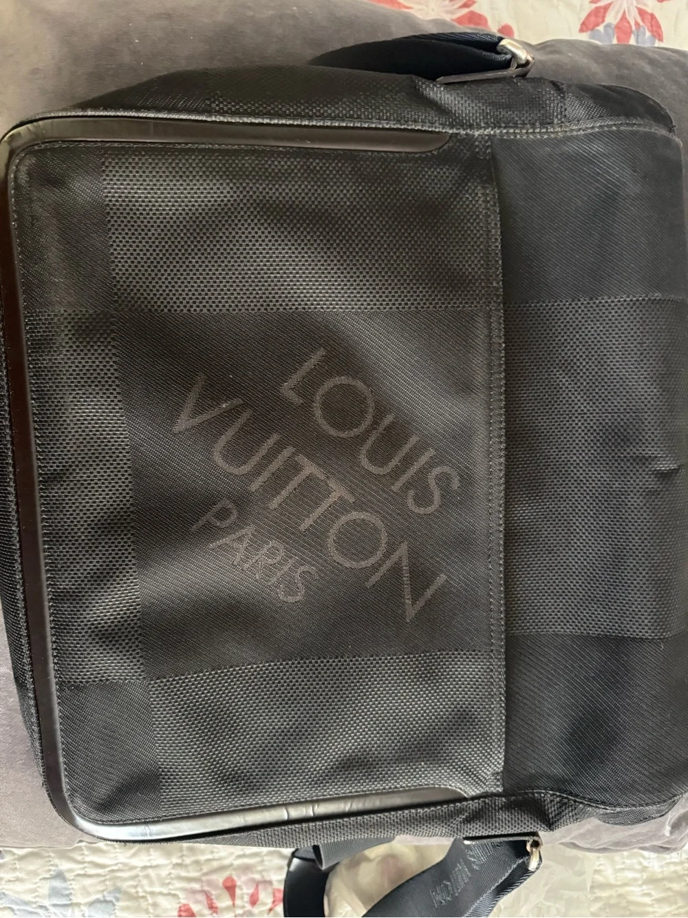 Louis Vuitton Black Canvas Laptop Messenger Shoulder Bag